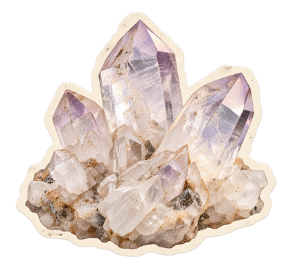 Clear quartz crystal cluster.