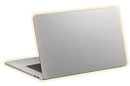 Silver MacBook viewed from behind.