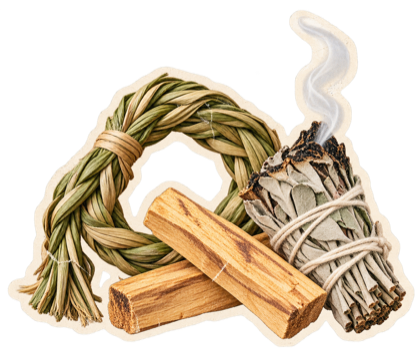 Sweetgrass, palo santo and smoking sage.