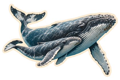 Humpback whale mother and calf.