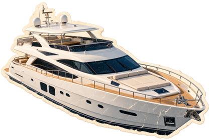 White motor yacht.