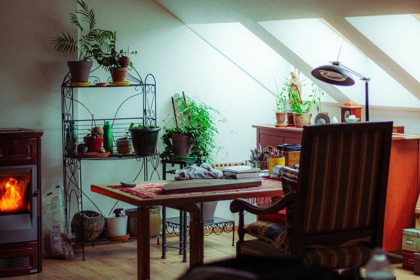 A warm interior room.